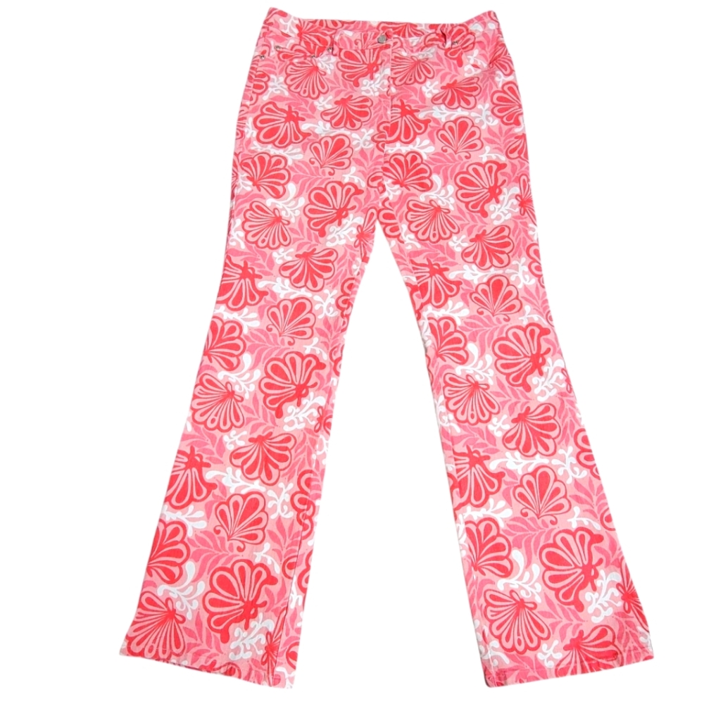 Lilly Pulitzer Pink Shell Print Bootcut Jeans Size 10